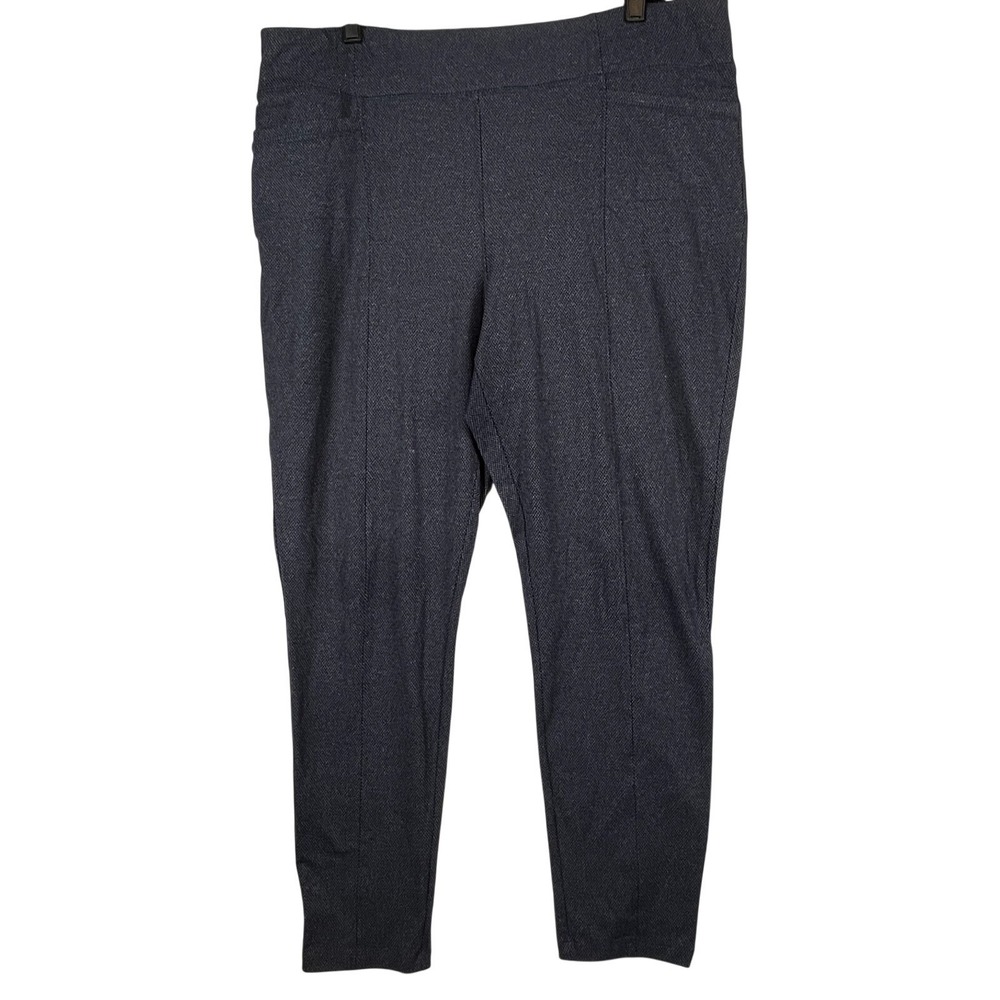 Talbots Womens XL Blue Gray Knit Pull On Leggings Stretch Career Workwear